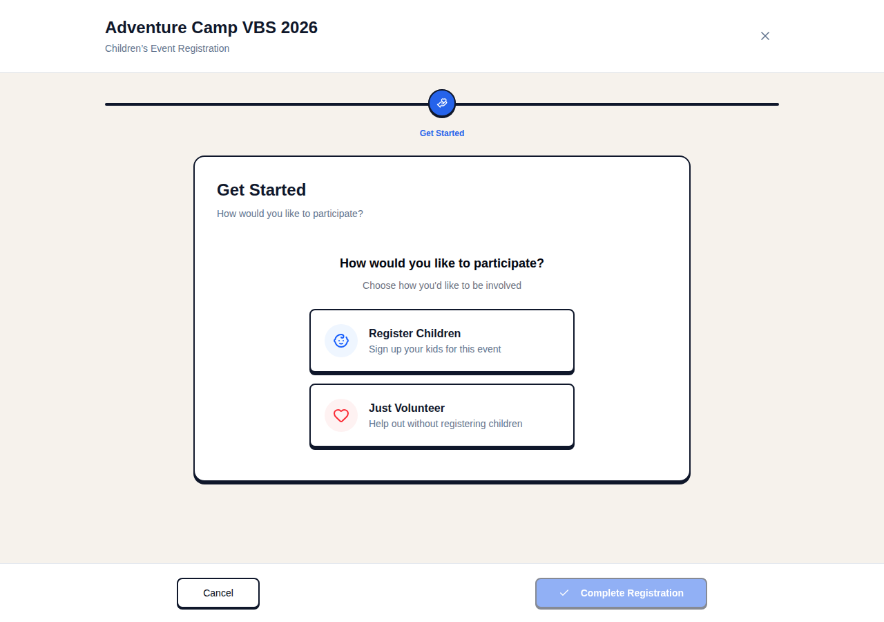 Payment summary showing base cost for 2 children, T-Shirt and Snack Pack add-ons, and total due
